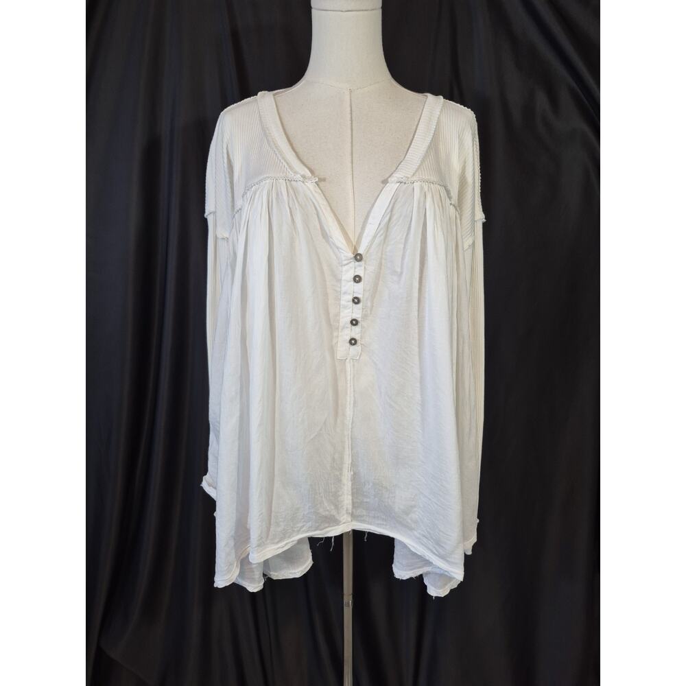 We The Free Free People Flowy Lyrical Slouchy Tunic Top Ivory Small - Picture 5 of 14